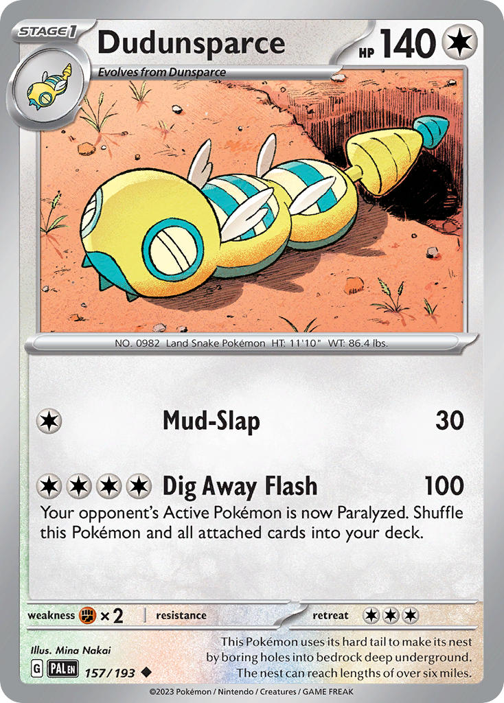 Dudunsparce 157/193 - POKEMON SCARLET & VIOLET: PALDEA EVOLVED - Pokemon Single Card