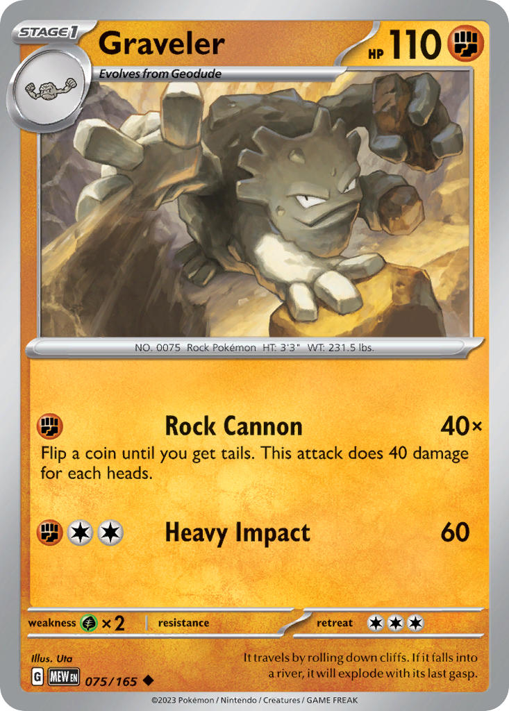 075/165 Graveler - SCARLET AND VIOLET: 151 - Pokemon Single Card
