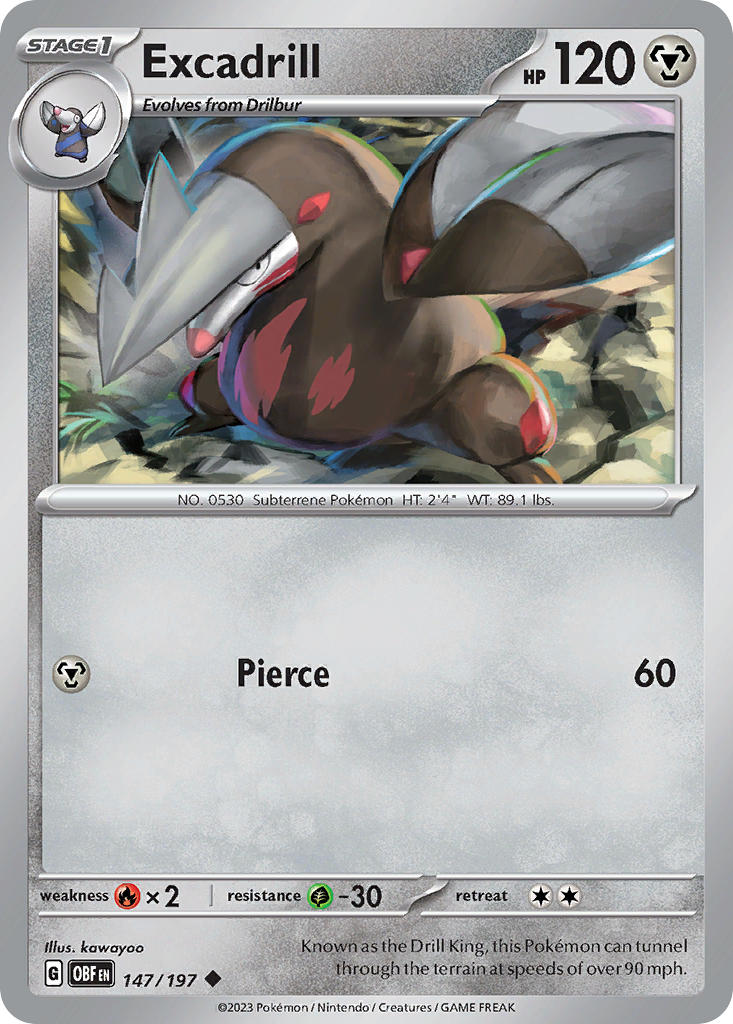 147/197 Excadrill - SCARLET AND VIOLET: OBSIDIAN FLAMES - Pokemon Single Card