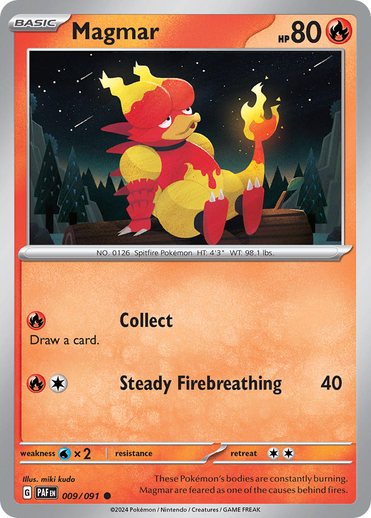 Magmar 009/091 - POKEMON SCARLET & VIOLET: PALDEAN FATES - Pokemon Single Card