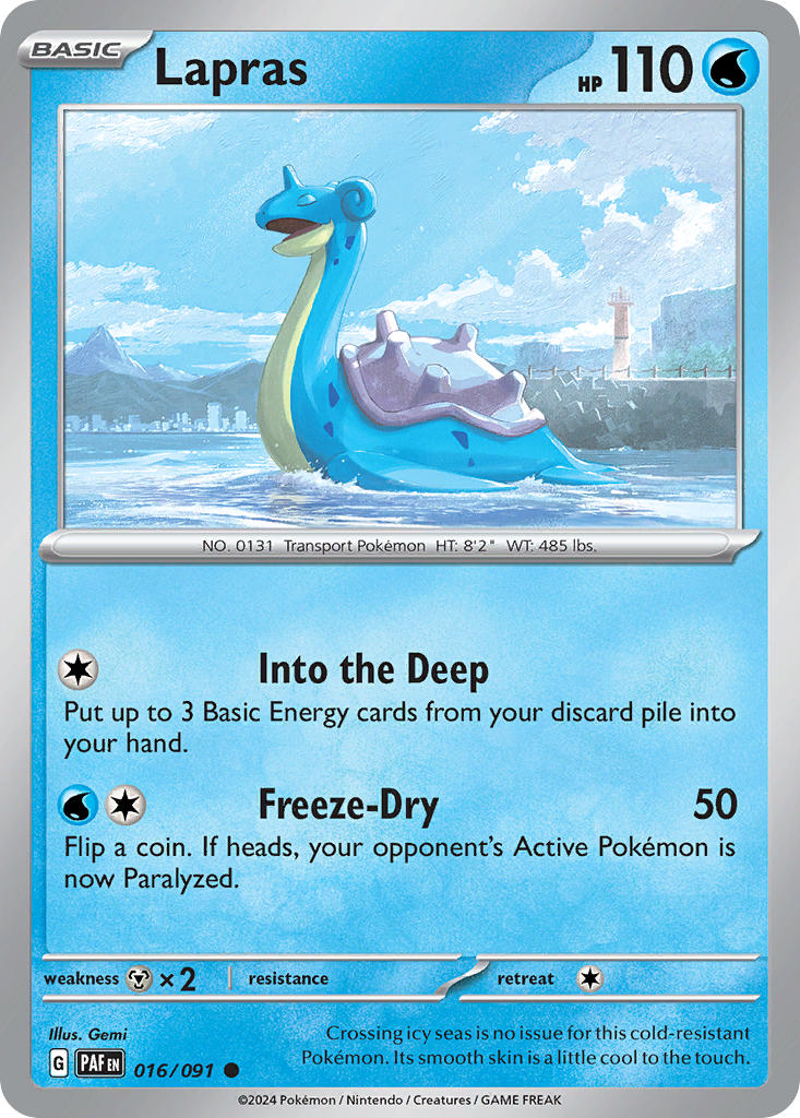 Lapras 016/091 - POKEMON SCARLET & VIOLET: PALDEAN FATES - Pokemon Single Card