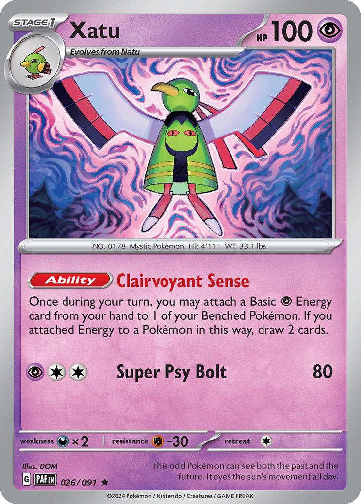 Xatu 026/091 - POKEMON SCARLET & VIOLET: PALDEAN FATES - Pokemon Single Card