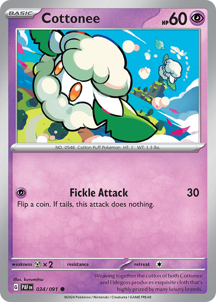Cottonee 034/091 - POKEMON SCARLET & VIOLET: PALDEAN FATES - Pokemon Single Card
