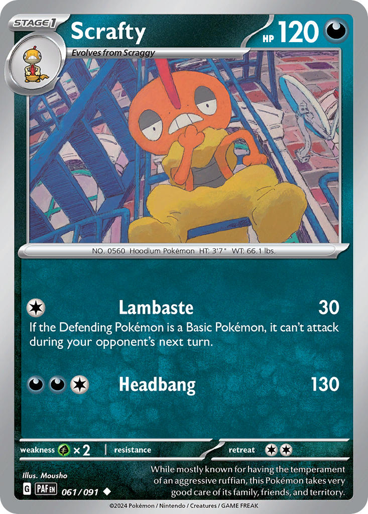 Scrafty 061/091 - POKEMON SCARLET & VIOLET: PALDEAN FATES - Pokemon Single Card