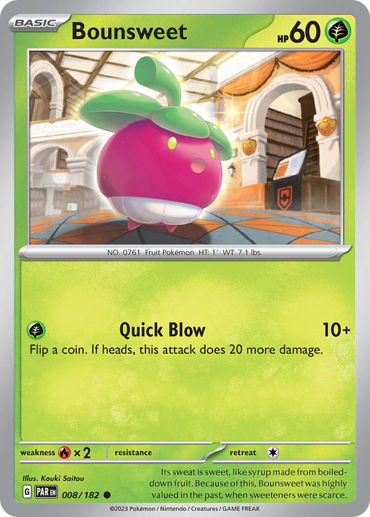 008/182 Bounsweet - SCARLET AND VIOLET: PARADOX RIFT - Pokemon Single Card 008/182 Bounsweet - SCARLET AND VIOLET: PARADOX RIFT - Pokemon Single Card