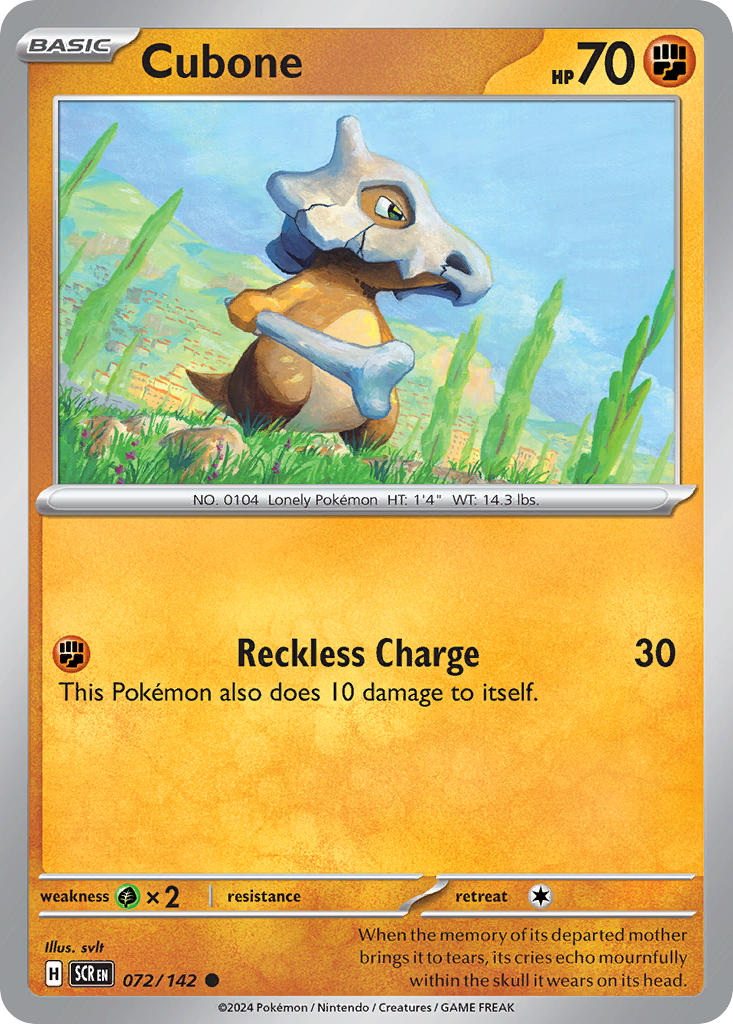 Cubone 072/142 - POKEMON SCARLET & VIOLET: STELLAR CROWN - Pokemon Single Card