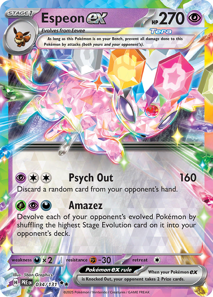 034/131 Espeon ex - SCARLET & VIOLET: PRISMATIC EVOLUTIONS - Pokemon Single Card