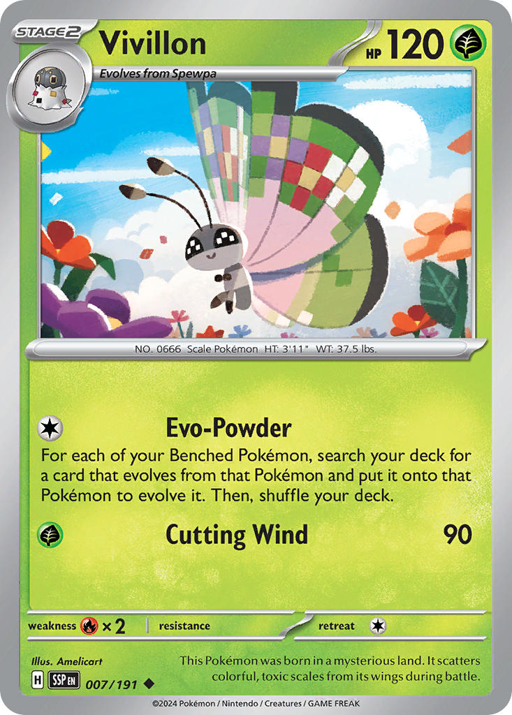 Vivillon 007/191 - POKEMON SCARLET & VIOLET: SURGING SPARKS - Pokemon Single Card