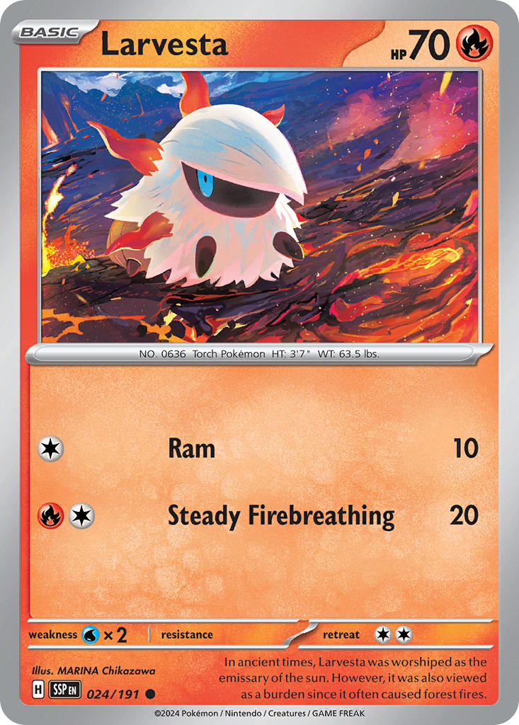 Larvesta 024/191 - POKEMON SCARLET & VIOLET: SURGING SPARKS - Pokemon Single Card