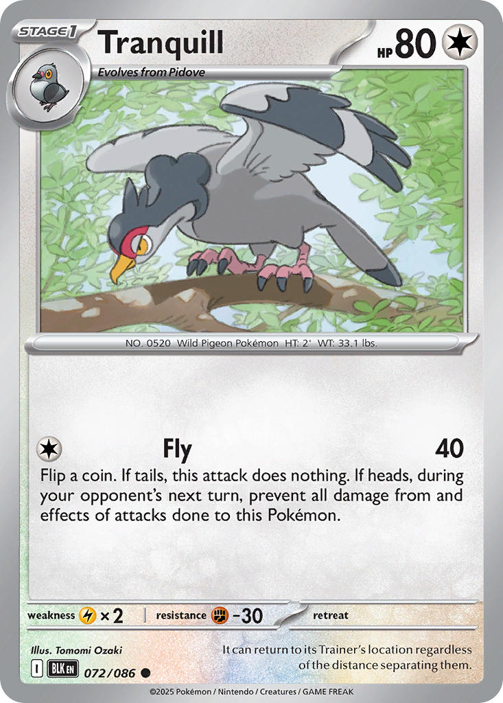 Tranquill 072/086 - POKEMON SCARLET & VIOLET: BLACK BOLT
