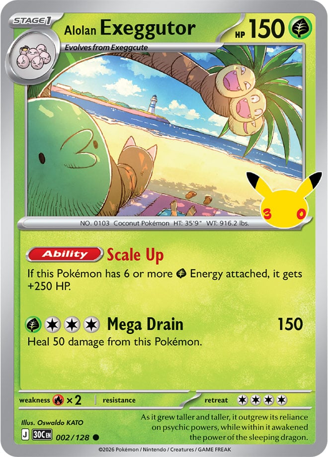 Alolan Exeggutor 002/128 - POKEMON: 30TH CELEBRATION - Pokemon Single Card