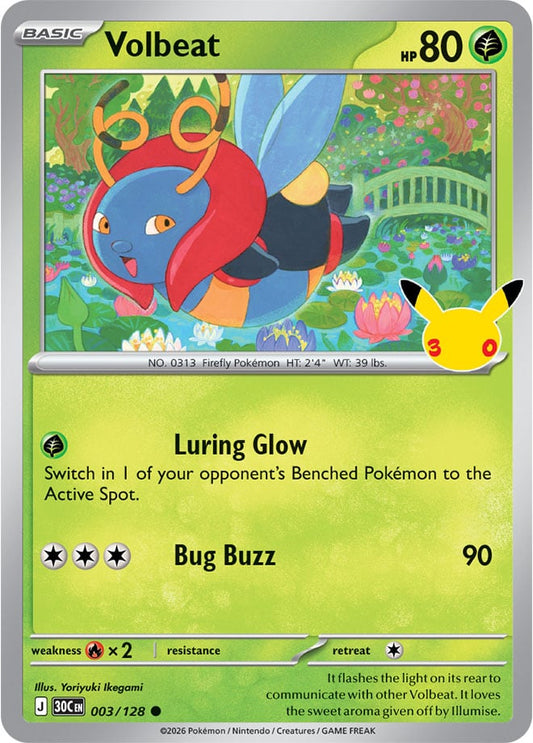 Volbeat 003/128 - POKEMON: 30TH CELEBRATION - Pokemon Single Card