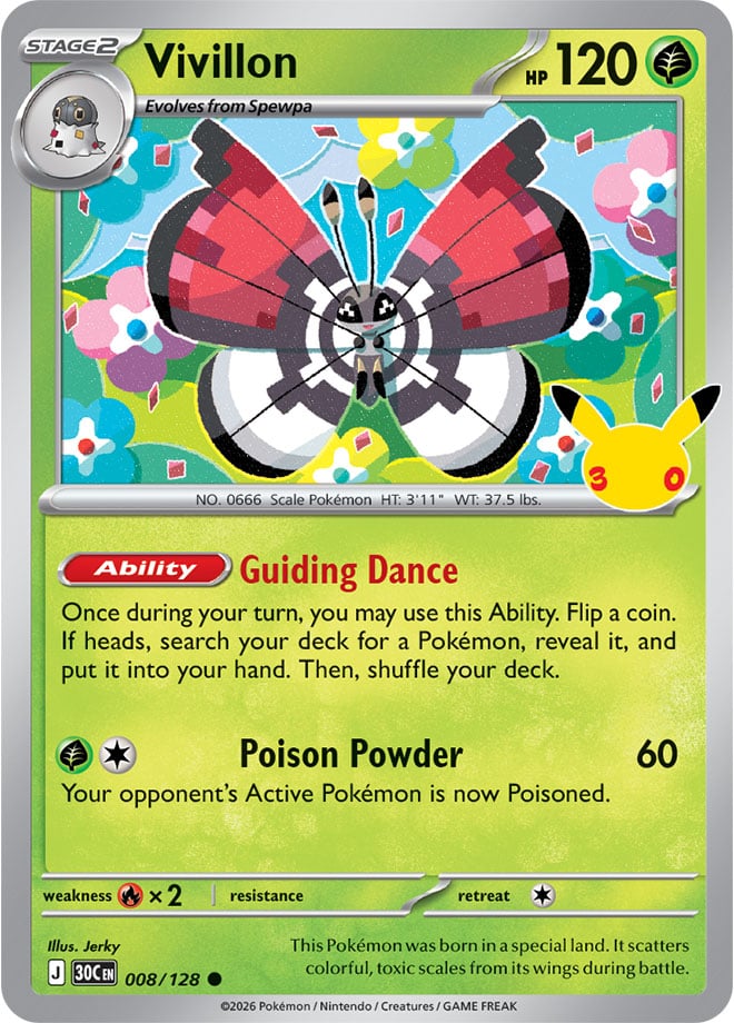 Vivillon 008/128 - POKEMON: 30TH CELEBRATION - Pokemon Single Card