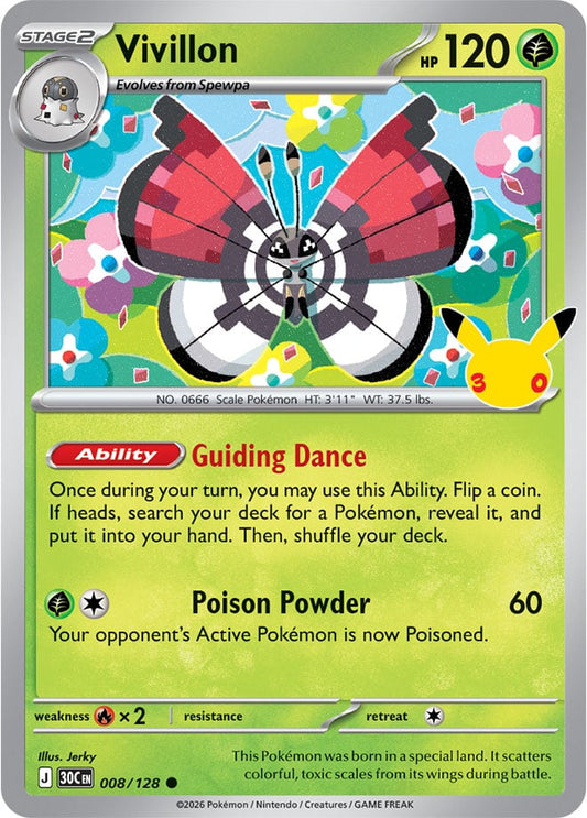Vivillon 008/128 - POKEMON: 30TH CELEBRATION - Pokemon Single Card