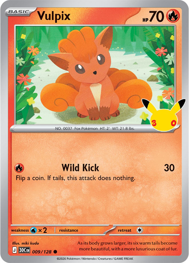 Vulpix 009/128 - POKEMON: 30TH CELEBRATION - Pokemon Single Card