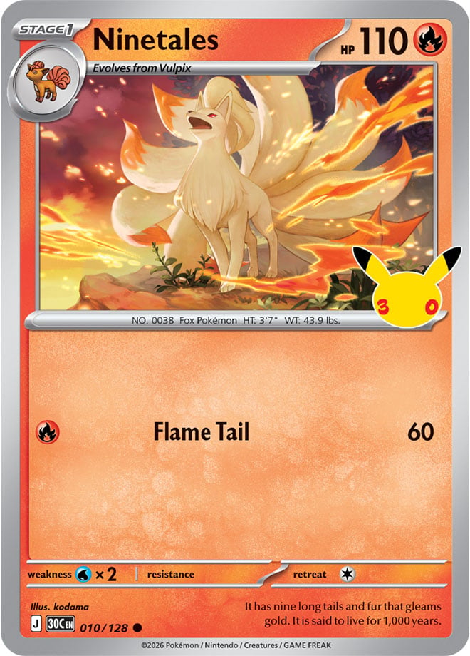 Ninetales 010/128 - POKEMON: 30TH CELEBRATION - Pokemon Single Card