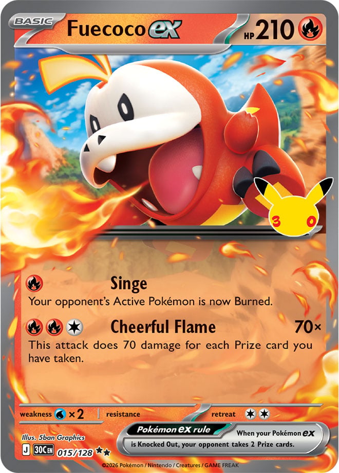 Fuecoco ex 015/128 - POKEMON: 30TH CELEBRATION - Pokemon Single Card