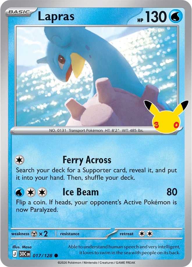 Lapras 017/128 - POKEMON: 30TH CELEBRATION - Pokemon Single Card