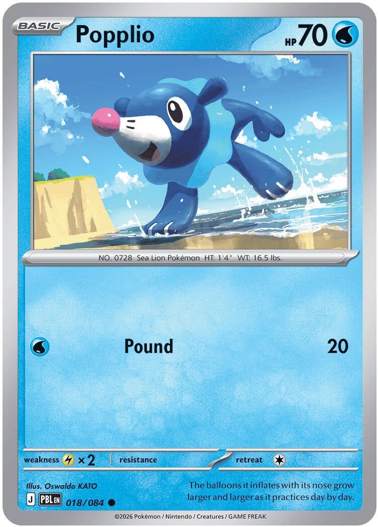 Popplio 018/084 - POKEMON MEGA EVOLUTION: PITCH BLACK - Pokemon Single Card
