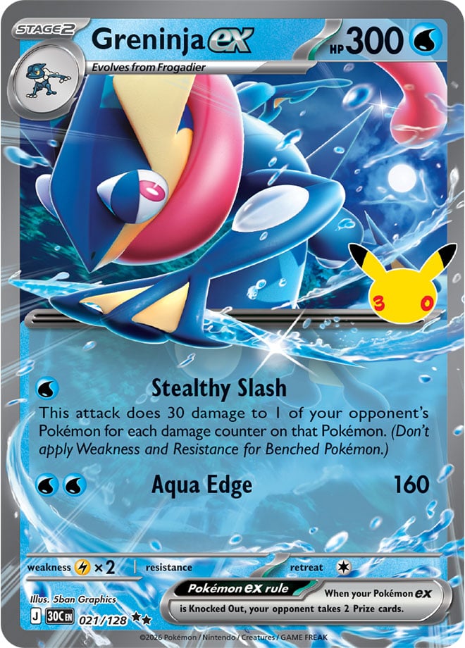 Greninja ex 021/128 - POKEMON: 30TH CELEBRATION - Pokemon Single Card