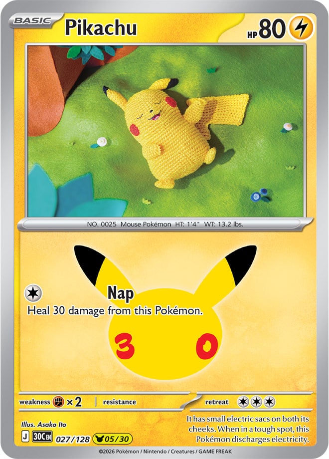 Pikachu 027/128 - POKEMON: 30TH CELEBRATION - Pokemon Single Card