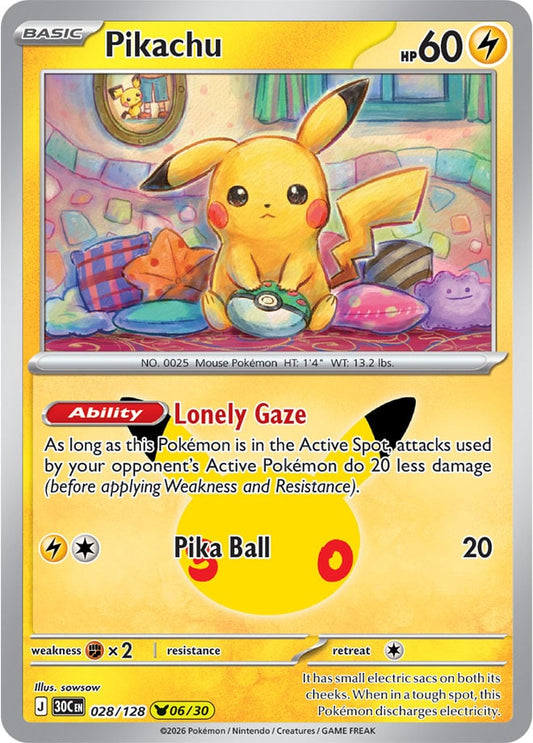 Pikachu 028/128 - POKEMON: 30TH CELEBRATION - Pokemon Single Card