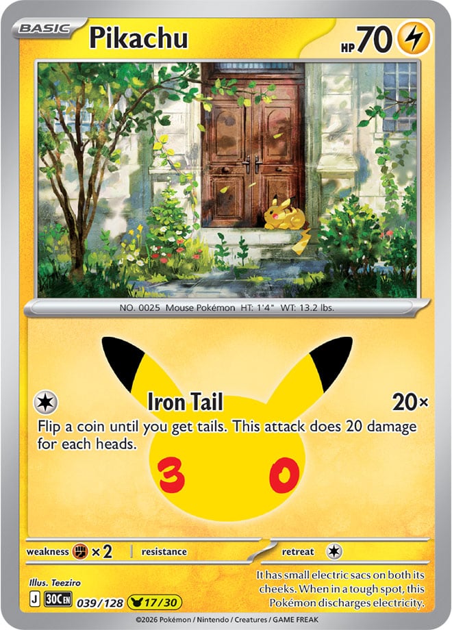 Pikachu 039/128 - POKEMON: 30TH CELEBRATION - Pokemon Single Card