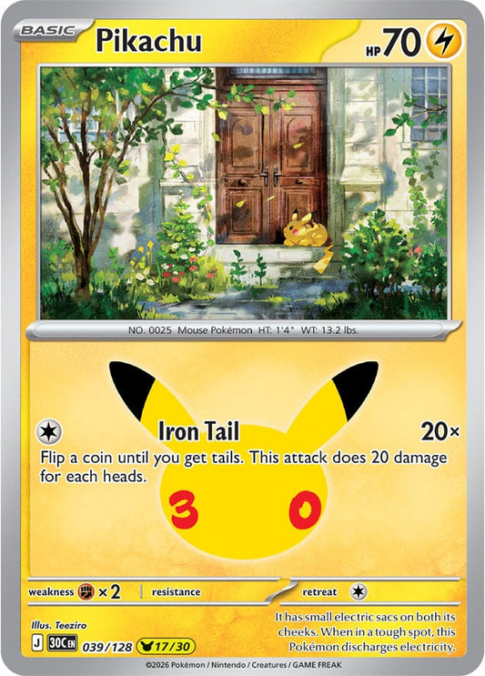 Pikachu 039/128 - POKEMON: 30TH CELEBRATION - Pokemon Single Card