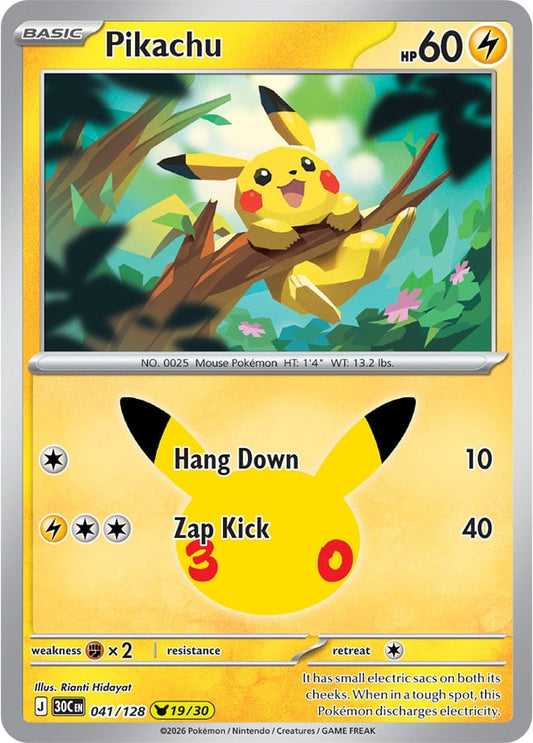 Pikachu 041/128 - POKEMON: 30TH CELEBRATION - Pokemon Single Card