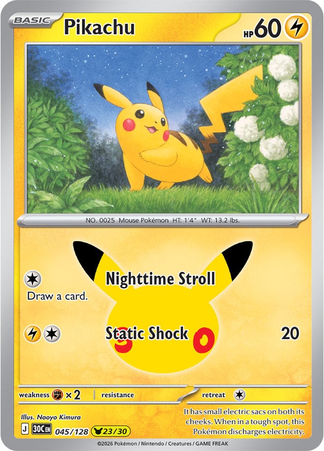 Pikachu 045/128 - POKEMON: 30TH CELEBRATION - Pokemon Single Card