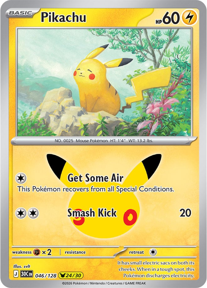 Pikachu 046/128 - POKEMON: 30TH CELEBRATION - Pokemon Single Card