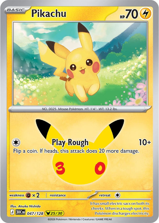 Pikachu 047/128 - POKEMON: 30TH CELEBRATION - Pokemon Single Card