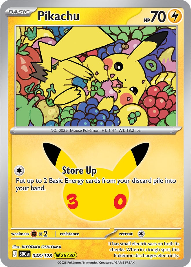 Pikachu 048/128 - POKEMON: 30TH CELEBRATION - Pokemon Single Card