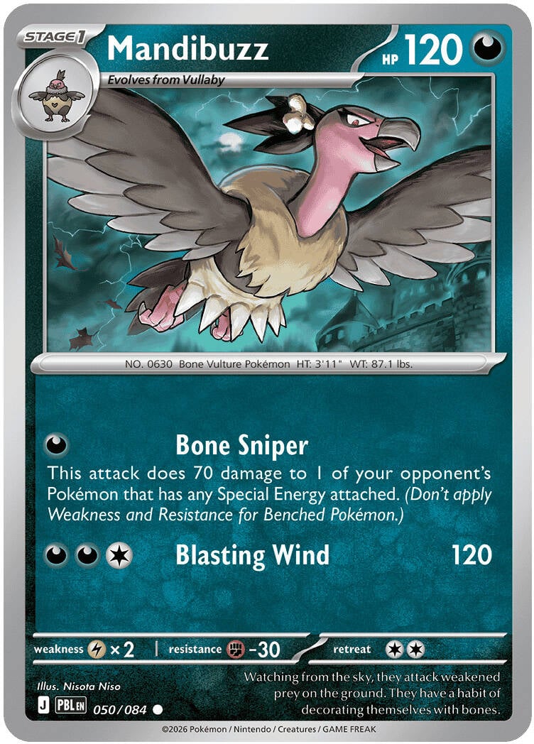 Mandibuzz 050/084 - POKEMON MEGA EVOLUTION: PITCH BLACK - Pokemon Single Card