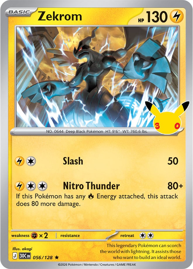 Zekrom 056/128 - POKEMON: 30TH CELEBRATION - Pokemon Single Card
