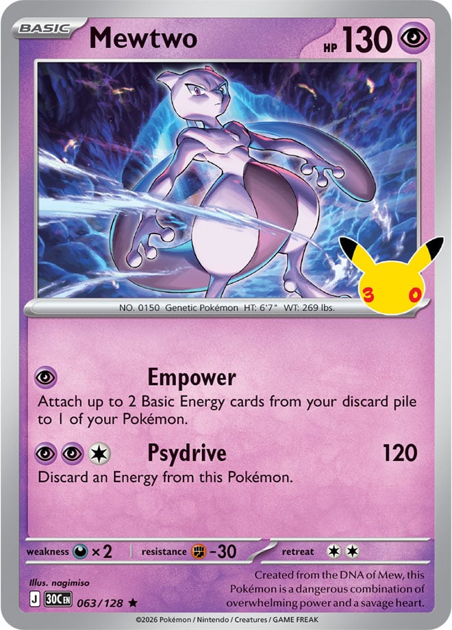 Mewtwo 063/128 - POKEMON: 30TH CELEBRATION - Pokemon Single Card