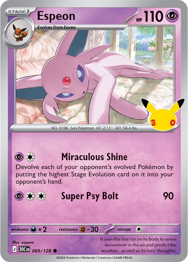 Espeon 069/128 - POKEMON: 30TH CELEBRATION - Pokemon Single Card