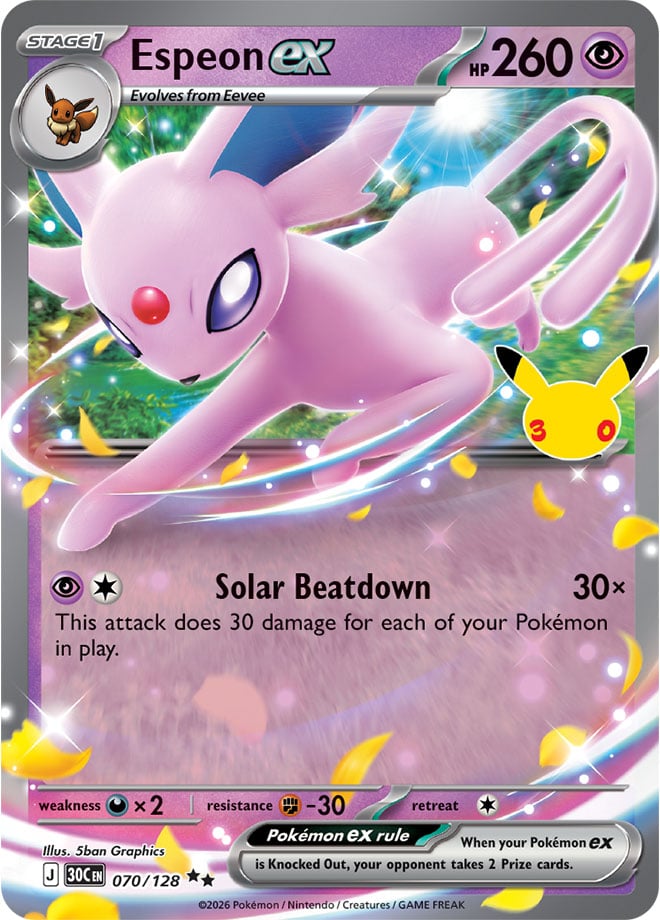 Espeon ex 070/128 - POKEMON: 30TH CELEBRATION - Pokemon Single Card