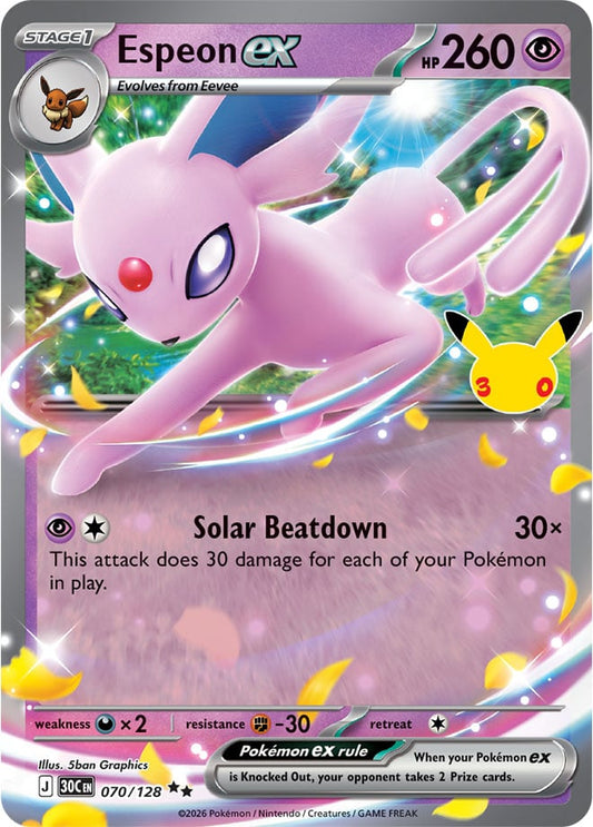 Espeon ex 070/128 - POKEMON: 30TH CELEBRATION - Pokemon Single Card
