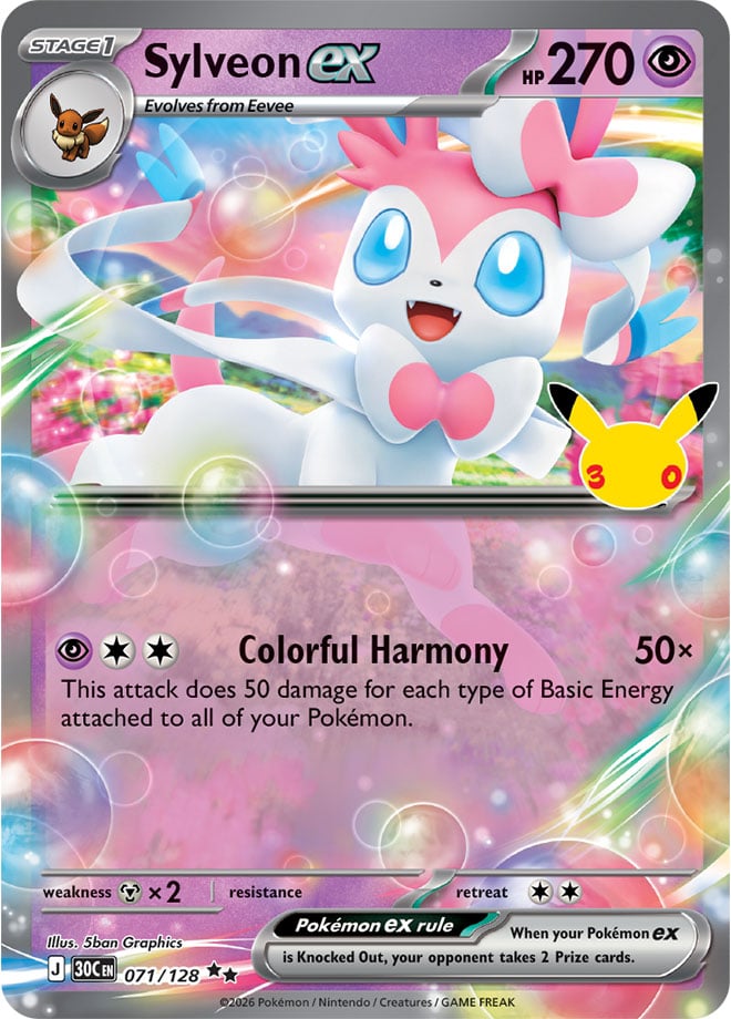 Sylveon ex 071/128 - POKEMON: 30TH CELEBRATION - Pokemon Single Card