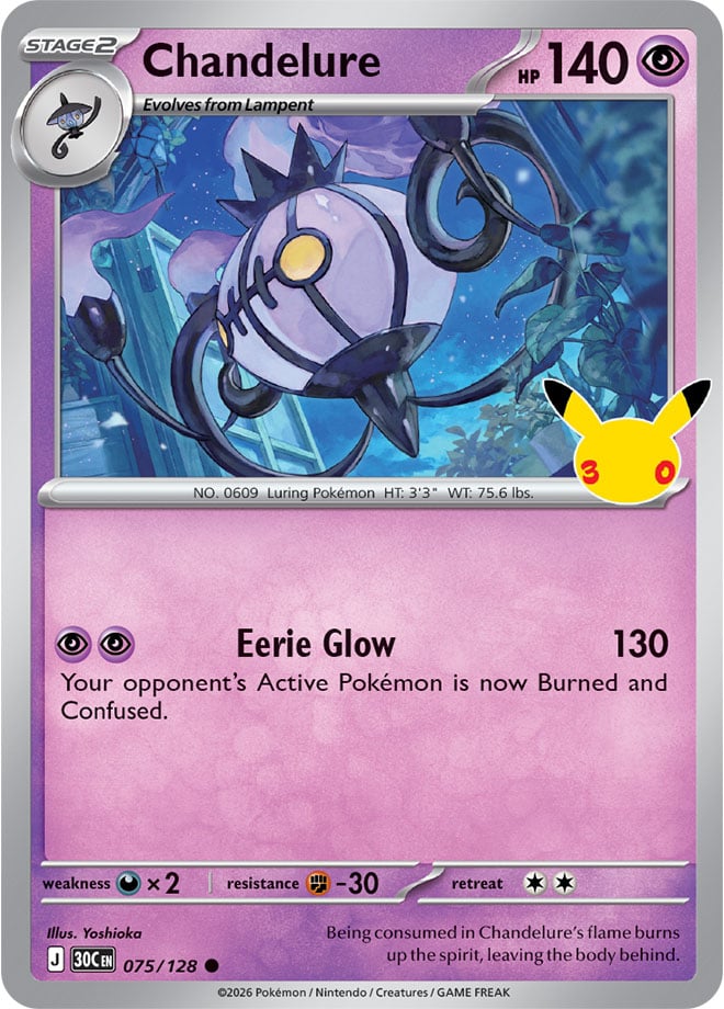Chandelure 075/128 - POKEMON: 30TH CELEBRATION - Pokemon Single Card