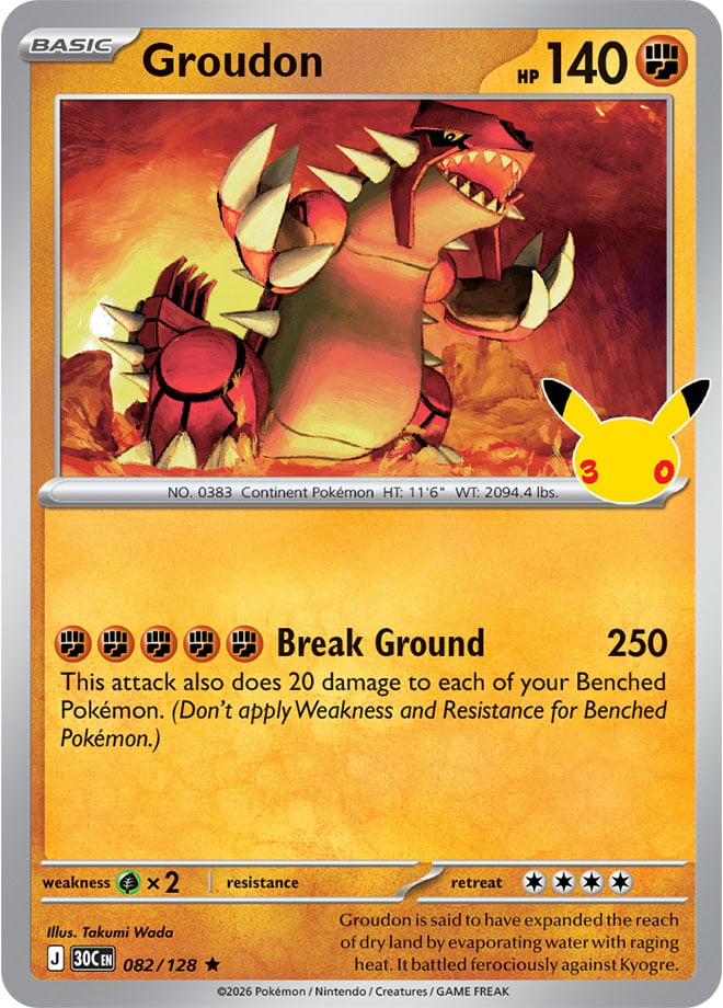 Groudon 082/128 - POKEMON: 30TH CELEBRATION - Pokemon Single Card