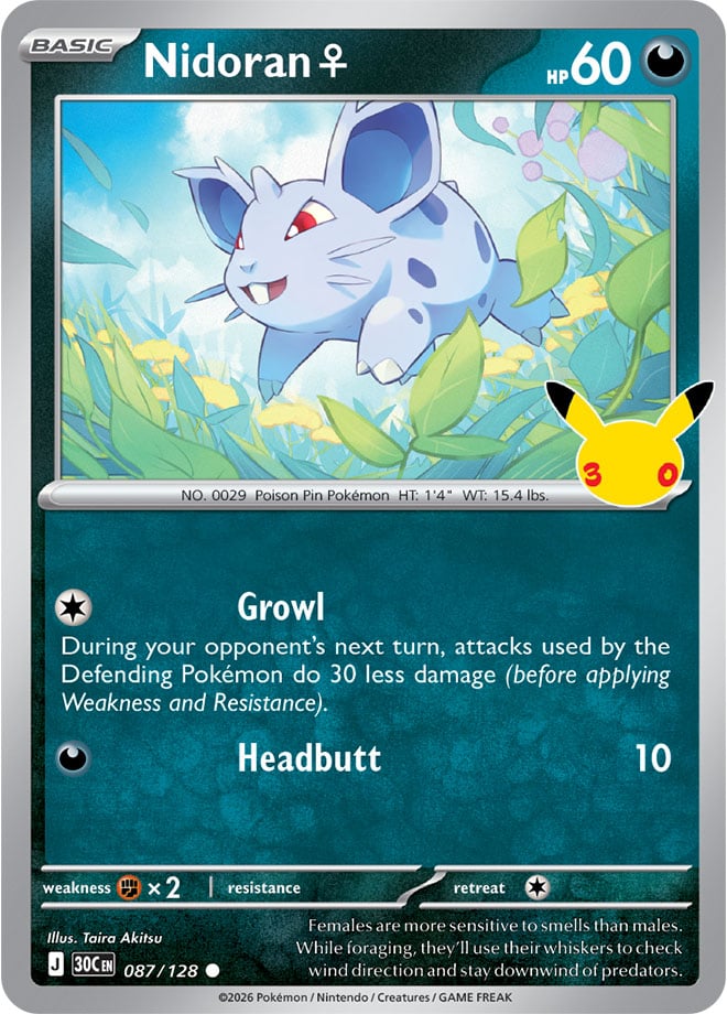 Nidoran ♀ 087/128 - POKEMON: 30TH CELEBRATION - Pokemon Single Card