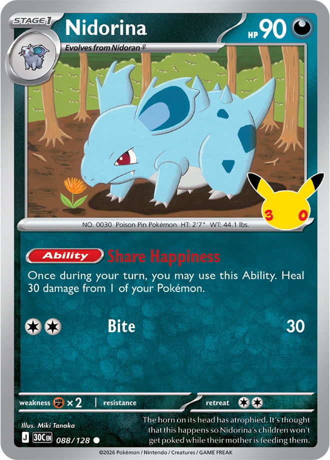 Nidorina 088/128 - POKEMON: 30TH CELEBRATION - Pokemon Single Card