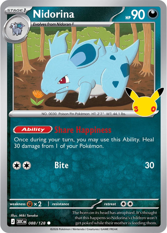 Nidorina 088/128 - POKEMON: 30TH CELEBRATION - Pokemon Single Card