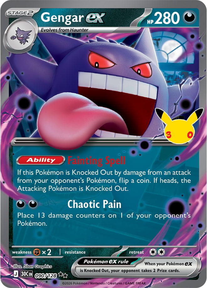 Gengar ex 090/128 - POKEMON: 30TH CELEBRATION - Pokemon Single Card