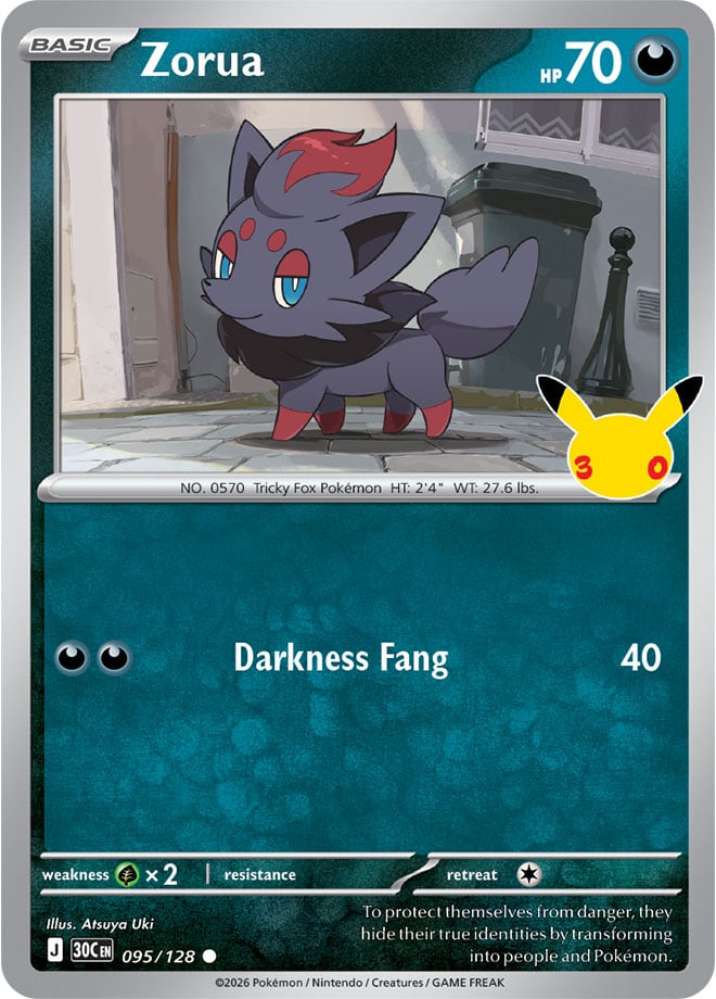 Zorua 095/128 - POKEMON: 30TH CELEBRATION - Pokemon Single Card