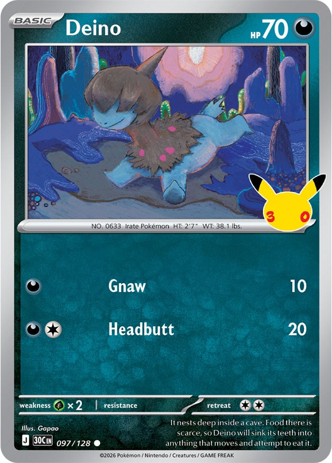 Deino 097/128 - POKEMON: 30TH CELEBRATION - Pokemon Single Card