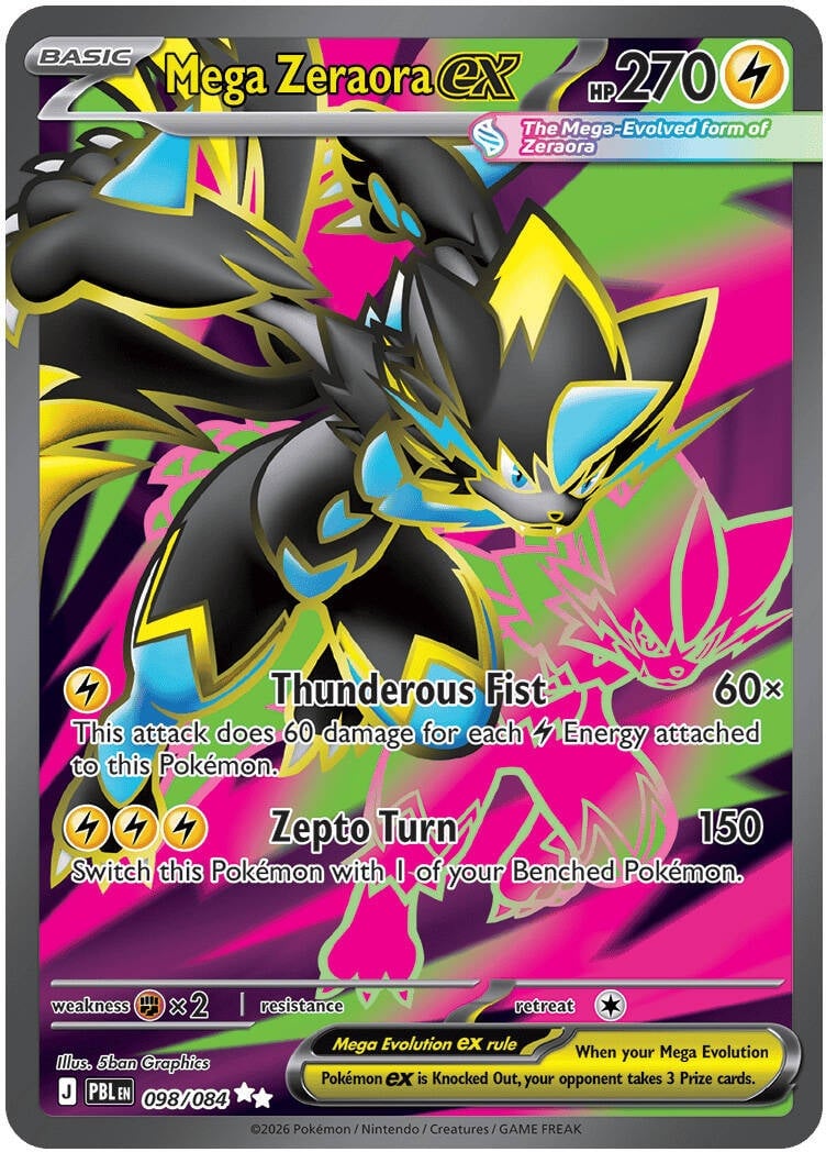 Mega Zeraora ex 098/084 - POKEMON MEGA EVOLUTION: PITCH BLACK - Pokemon Single Card