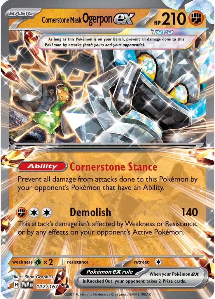 112/167 Cornerstone Mask Ogerpon ex - SCARLET AND VIOLET: TWILIGHT MASQUERADE - Pokemon Single Card